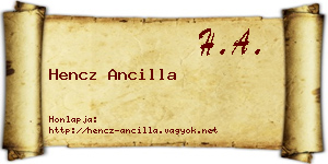 Hencz Ancilla névjegykártya